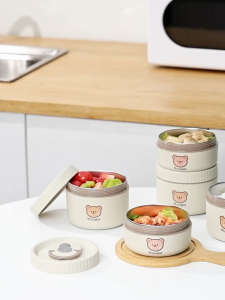 ฉนวนกันความร้อนจากสแตนเลส 304 เก็บอาหารได้ 2/3/4 ชั้นพร้อมกล่องอาหารเหมาะสำหรับใส่อาหารสามารถอุ่นอาหารได้