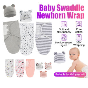 0-1yr Boys or Girls Baby Air Conditioning Sleep Sack Instant Sleeping Bag Infant Baby Swaddle With Hat 2pcs/Set Newborn Swaddle Cotton Animal Flower