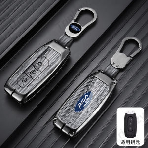 Hợp kim kẽm xe dây đeo chìa khóa từ xa thông minh trường hợp đối với Ford lãnh thổ Explorer EV Quá Cảnh tùy chỉnh thời trang bóng vân gỗ TPU nút bao bảo vệ phụ kiện xe kiểu dáng kệ giữ đồ