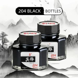 Hero | 204 Hero Metal Fountain Pen Blue Black 50ml Bottled Ink Classic Non Blocking Formula Smooth Gliding for School Office Drawing