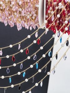 สร้อยคอโซ่โซ่ DIY ชุบเงิน 4 มม. เรซิ่น หิน Zirconia หินเพชร หางกระต่าย ทำมือ อุปกรณ์เครื่องประดับ โซ่ตกแต่งเสื้อผ้า