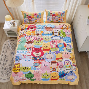 Disney Girls Skin-friendly Cotton Bedding Set Cute Cartoon Four-piece Bedding Includes Duvet Cover Sheet And Pillowcase