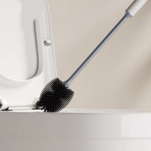 1Set Silicone Head Toilet Brush Quick Draining Wall-Mount Or Floor-Standing Bathroom Cleaning Tool Accessory