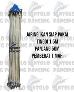 jaring ikan siap pakai tinggi 15m panjang 50m bandul timah jaring ikan murah jaring pukat