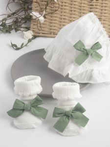 Princess Style Baby Cap And Socks Set Newborn Full Moon Gift Anti-Slip Socks Headband Baby Infant Clothing Accessories Set