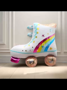 22 inches Sports theme Roller skate shape foil balloon pink white skates foil balloon birthday party decorations