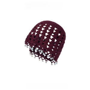Korean Retro Pearl Tassel Hollow Beanies Cpa for Women Summer Travel Breathable Versatile Fairy Style Pullover Hats Accessories