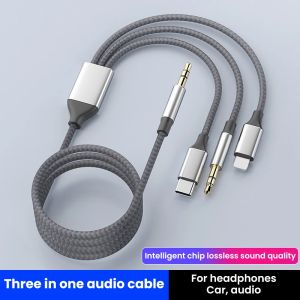 3.5mm/8Pin/Type C 3in1 3.5mm Jack Aux Cable for iPhone iPad Tablet Car Speaker Headphone Audio Adapter for Huawei Samsung Xiaomi