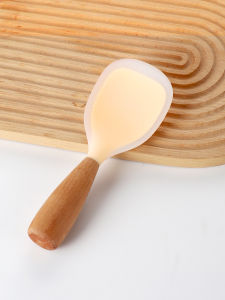 Food Grade Silicone Rice Spoon Stand up Non-Stick Kitchen Cooking Utensil Single Tail Stock Wood Handle Cooking Spatula