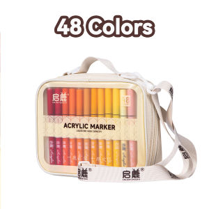 24-60 Colors Direct Liquid Acrylic Art Marker Pens Professional Drawing Brush Tip Markers with Shoulder Strap Coloring DIY