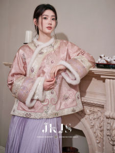 JK&JS | Jacquard Mink Fur Splice Cotton Jacket