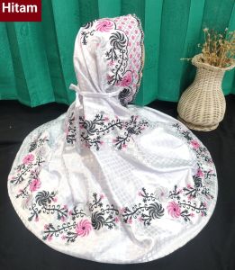 Mukena Kudus Terusan Dewasa Sutera Bulgari Motif Bordir Kincir