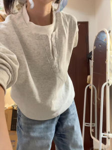 XIANGBAIWEI | Spliced Faux Two-piece Fluffy T-shirt for Casual Wear