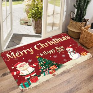 VIKAMA Merry Christmas Collection Doormat Soft Cosy And Sound-Absorbing Entrance Hall Doormat Bathroom Carpet Home Décor