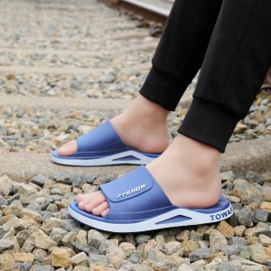 Mens Casual Slip-On Thong Slippers Breathable Soft Bottom Anti-Slip Home Wear Summer Youth Fashion Korean Style PVC Material