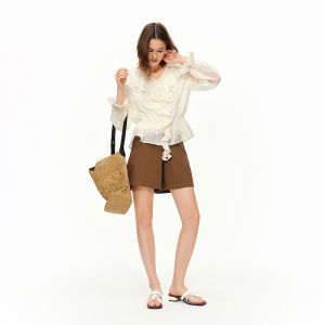 DUSHU | Contrast Color High Waist Retro Short Pants