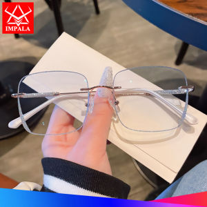 IMPALA JS6010W Fashion Nearsighted Glasses for Women Anti Blue Light Eyeglasses Myopia Glasses UV Protection HD Lens Eyeglasses Rimless Style Computer Glasses Powered -0~-4.0