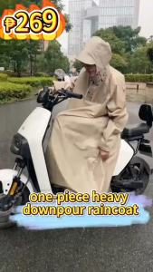 Raincoat for Adults PVC Fabric One Piece Heavy Rainproof Single Motorcycle Cycling Hiking