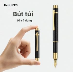 HERO | Bút Máy Mini Hero 1608 Sang Trọng Di Động Chất Liệu Kim Loại Dành Cho Doanh Nhân Du Lịch Quà Tặng Bút Ngắn Bỏ Túi Với Ngòi Thép Không Gỉ