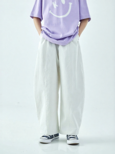 KECHU | Family-friendly Large Kids White Casual Pants Loose Wrinkle-resistant