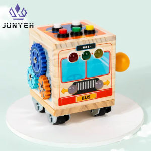 Kids Lights Busy Board Montessori Sensory Toys Switch LED Light Games Activity Board Toy Wooden Polyhedron Toys for Children