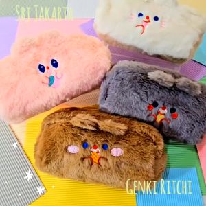 Tempat Pensil Bulu Soft Cute/ Tas Pensil Kosmetik/ Pouch Makeup Kecil