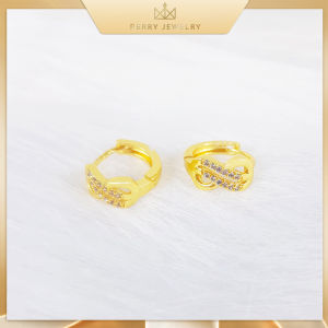 Khuyên Tai Tròn Bông Tai Nữ Dáng Bám Sát Đính Đá Titan Xi Mạ Vàng Non 18k 24k Cao Cấp (Không Bị Xỉn Đen)| Berry Jewelry b22V34