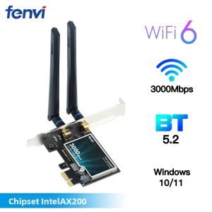 Fenvi WiFi6 AX200 PCIe Không Dây Băng Tần Kép 2.4G/5GHz Bluetooth5.2 AC1200 PCIE WiFi Card Dành Cho Máy Tính Để Bàn Windows 10/11