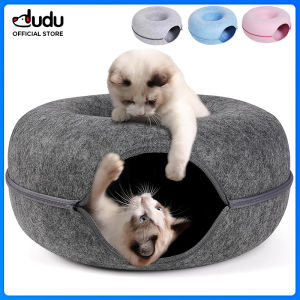 DUDU Pet Cat Cave for Multiple Scratch Detachable & Washable Tunnel Bed Comfy Donut Cat Cave