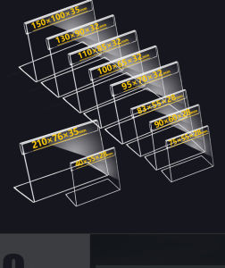 Dream Hunter 10pcs Acrylic Clear Price Card Tag Label Stand Desk Organisers L Shape Table Sign Display Stand Name Price Card Holder For Retail Bakery Buffet