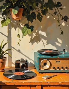 KAYOU | Number Oil Painting Vintage Record Player Kit Unframed Canvas Painting By Numbers DIY Handmade Artwork Wall for House Decor