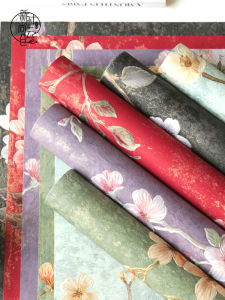 New Taoyuan Series Embossed Gilding Flowers Wrapping Paper Romantic Bouquet Gift Paper Fenghua Paper Floral Material