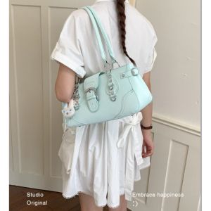 clu Vintage large capacity shoulder bag for woman artistic style saddle bag versatile commuter handbag ulc