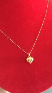 คอทองคําแท้ 96.5% จี้หัวใจพีช 3.9 กรัม 18k เครื่องประดับ หนังสือ ทอง แท้ หลุด สร้อย ชุด 3 คอทอง
