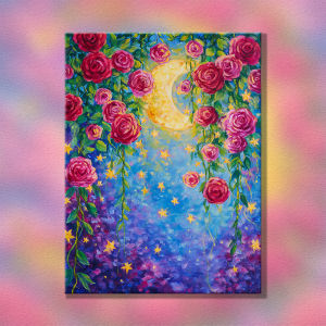 Kayou | Acrylic Paint By Numbers Flowers and Moon Painting By Numbers on Canvas Coloring By Number for Adults Paint Digital Art
