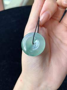 Icy Floating Flowers Jadeite Peace & Safety Button（冰飘花翡翠平安扣）