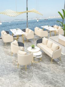 Scandinavian Sales Office Sofa Table and Chair Combination Modern Business Negotiation Area Reception Room Beauty Salon Restaurant Booth Coffee Table