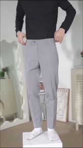 Quần âu nam cạp chun sườn ẩn 2 bên dáng Hàn Quốc vải chéo lạnh 81 Cao Cấp co giãn big size  quần tây nam đai chun