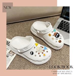 ที่มีการ์ตูน รองเท้าแตะหัวโต พื้นหนา มีรู ฤดูร้อน แบบใหม่ อเนกประสงค์ ลายถ่านหิน ลายชีส ดอกไม้ประดับ กลางแจ้ง หาดทราย ชายทะเล