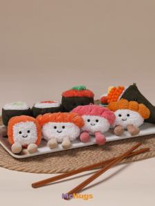 Mchugs Sushi móc khóa vải nhung lông dễ thương món ăn Nhật Bản Keyring Kawaii Anime mềm Móc chìa khóa quà tặng