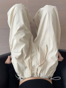 White High-Waist Straight-Cut Casual Pants Womens Summer Workwear Trousers Slimming American Style Loose Quick-Dry Sports Pants