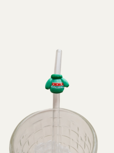 1/5PCS Christmas Glass Straw Set 5 Festive Designs. Reusable Straws for Milk Tea Cocktails & Iced Drinks.