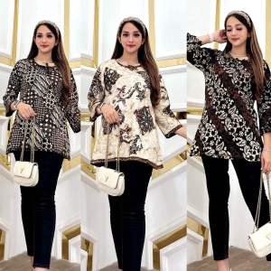 kaos batik atasan wanita lengan 7/8