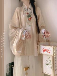 Hán Phục Chế Độ Minh Minh Ngọc Linh Linh Nguyên Tác Mẫu Mới Áo Ngắn Cổ Đan Chéo Mặc Đối Giao Phong Cách Trung Quốc Cho Nữ Váy Mặt Ngựa Mẫu Mùa Xuân Hè