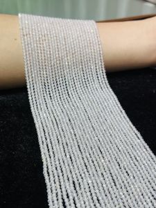 สร้อยคอ สร้อยข้อมือ ลูกปัดทรงกลม ลูกปัดทรงกลม หินเซอร์โคเนียสีขาวธรรมชาติ ทำมือ DIY ครึ่งสำเร็จรูป เครื่องประดับแฟชั่น