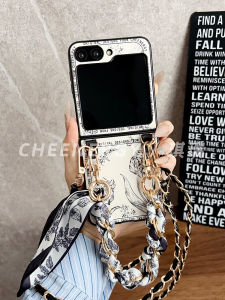 Full Cover Samsung ZFlip6 Case Womens Handheld Crossbody Chain Anti-Fall Protection Shell Artistic Simplicity Eco-Friendly
