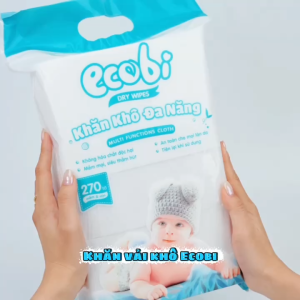 Combo 05 túi khăn vải khô đa năng cao cấp an toàn cho bé Ecowipes túi 270 tờ 345g không mùi mềm dai thấm hút tốt