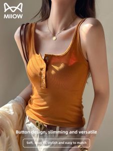 MiiOW | Fitted Slimming Sleeveless Top U-neck Button Tank