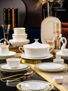mornenjoy | Luxury Underglazed Bone China Tableware Set Home Use
