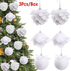 3Pcs/Box White Petal Modeling Foam Snowflake Ball 8cm Christmas Ball DIY Home Christmas Tree Pendant Decoration